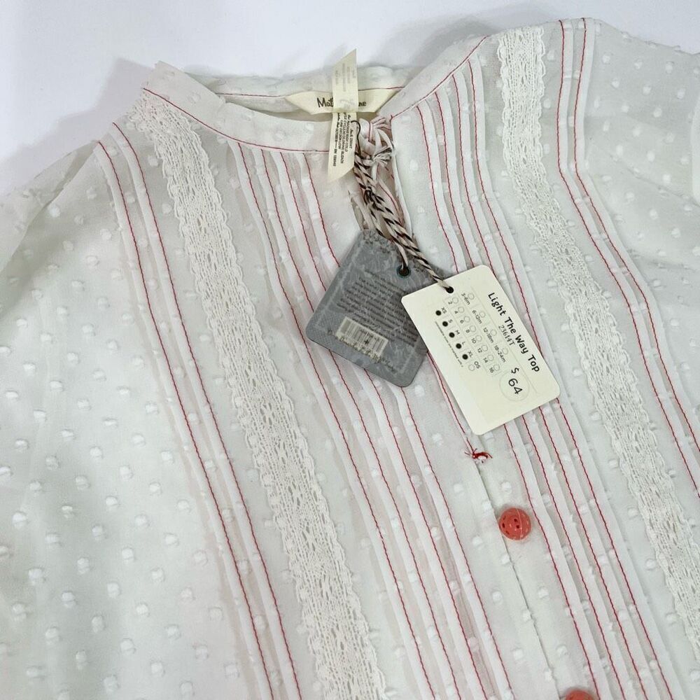 Matilda‎ Jane Top Womens Medium White Swiss Dot Lace NWT peasant country - Picture 3 of 12